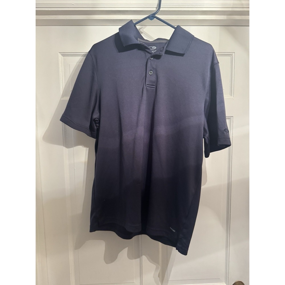 Champion Mens Blue Argyle Diamond Short Sleeve Duo Dry Polo T-Shirt Size L
